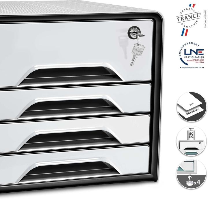 Image du produit Cep Boîte à tiroirs Smoove 7-311S blanc/noir (A4)