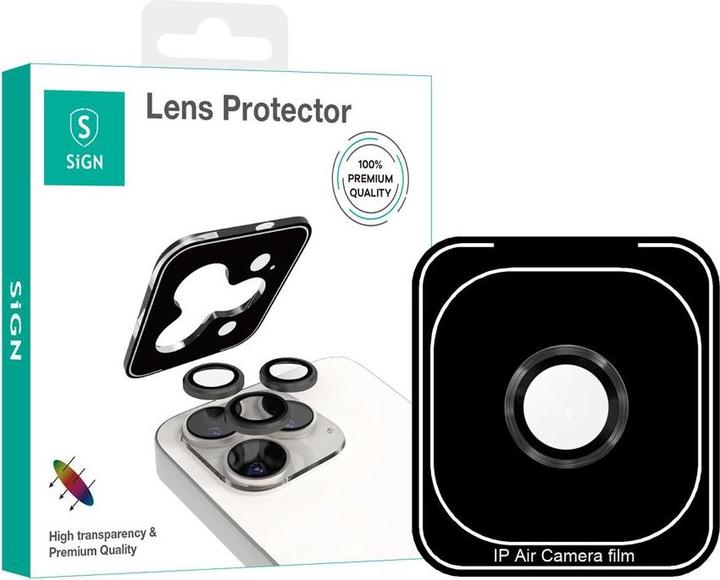 Produktbild SIGN Lens protector in tempered glass for iPhone Air - Black/transparent (1 Stk., Apple iPhone Air)