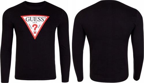 Produktbild Guess Herren CN LS ORIGINAL Logo Shirt, Schwarz/Hellrot/Weiss, XL (XL)