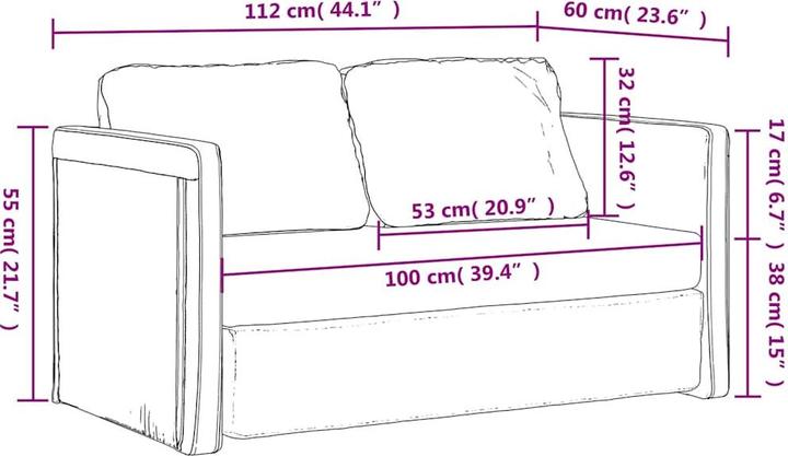 Actual product image vidaXL Bodensofa mit Schlaffunktion (2 person sofa)