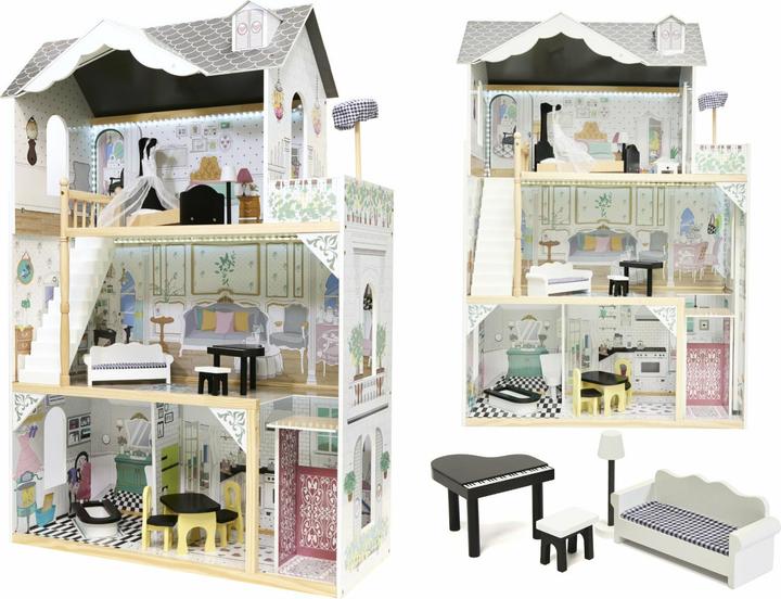 Ikonka MDF doll's house made of wood + furniture 122cm XXL LED