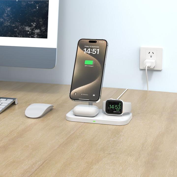 Immagine prodotto Tech-Protect Caricatore Wireless Charger MagSafe Qi15W A22 3in1 magnetico kabello (15 W)