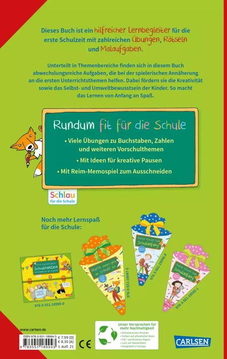 Produktbild Schlau für die Schule: Mein dickes buntes Übungsbuch für den Schulstart (Deutsch, Christine Mildner, Sabine Rothmund, 2021)