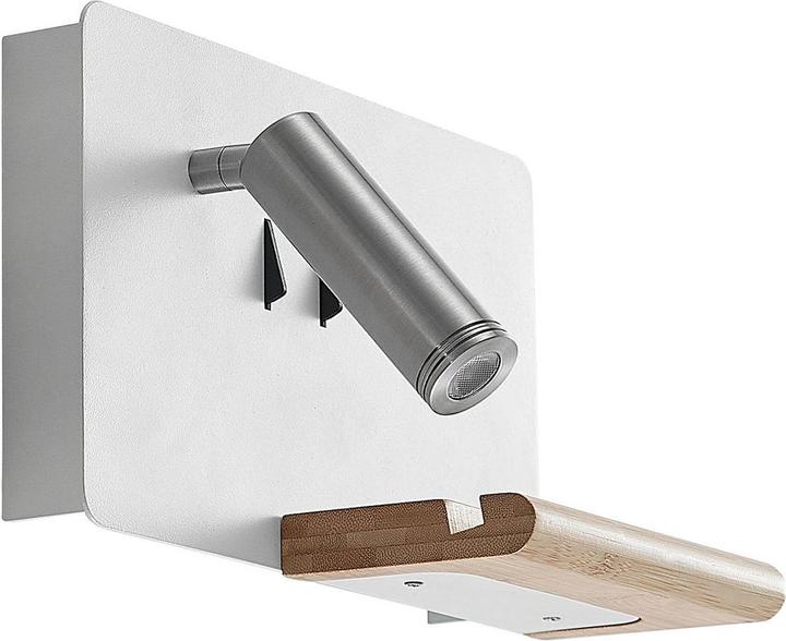 Produktbild Lucande Kimo LED-Wandlampe USB Ablage weiss/nickel (660 lm)