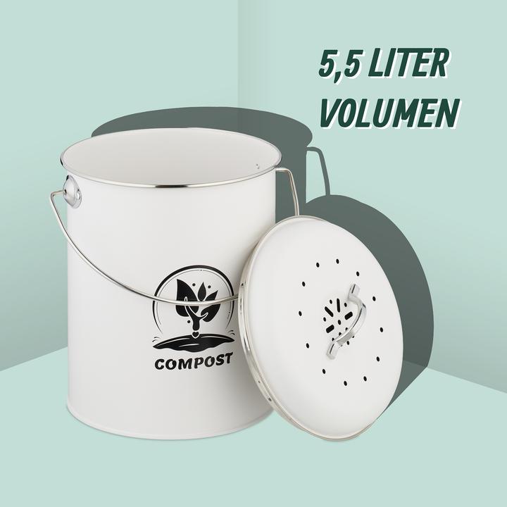 Produktbild Relaxdays Komposteimer mit Geruchsfilter 5,5 Liter (5.50 l)