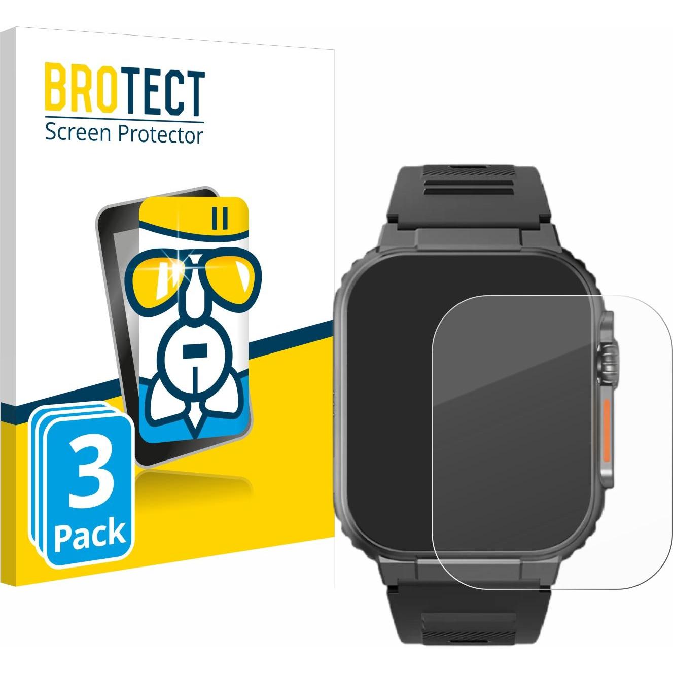 BROTECT AirGlass Panzerglasfolie, Smartwatch Schutzfolie, Transparent