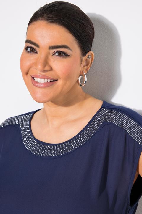 Produktbild Ulla Popken Shirt, Ziersteine, Rundhals, ärmellos, Materialmix (46, 48)