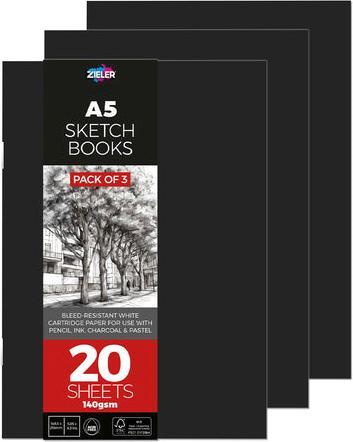 Image du produit Zieler - Sketch books - 3-pack - A5 (609290033) (A5, Blanc)