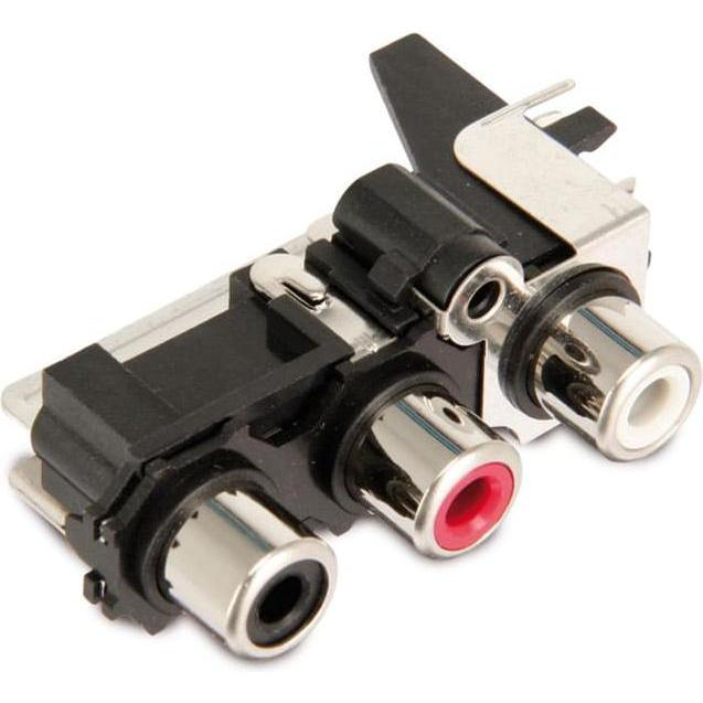 Eneroid Cinch-Einbaubuchse, 3-fach, 90°, Audio Adapter