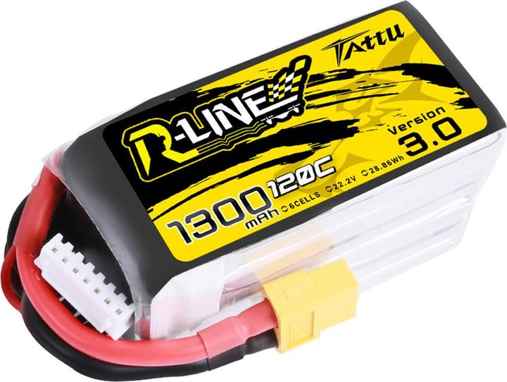 Gens Ace Lipo Pack Tattu FPV 1300mAh 22,2V 120C 6S1P(XT60) (22.20 V, 1300 mAh)