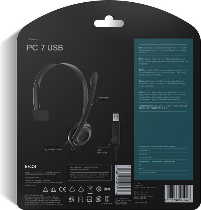 Immagine prodotto EPOS PC 7 - Cuffia (Cablato, USB-A)