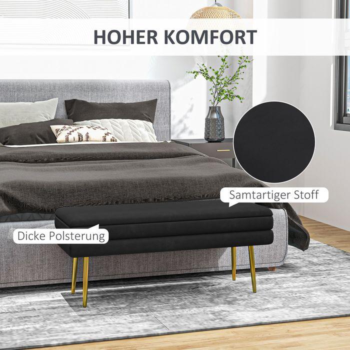 Actual product image Swisshandel24 Sitzbank Polsterbank, mit Stauraum, Stahl, 100 cm x 37,5 cm x 42 cm, Schwarz (100 cm)