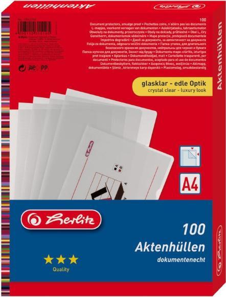 Produktbild Herlitz Dokumentenfolie A4 glasklar 100 Vnt.