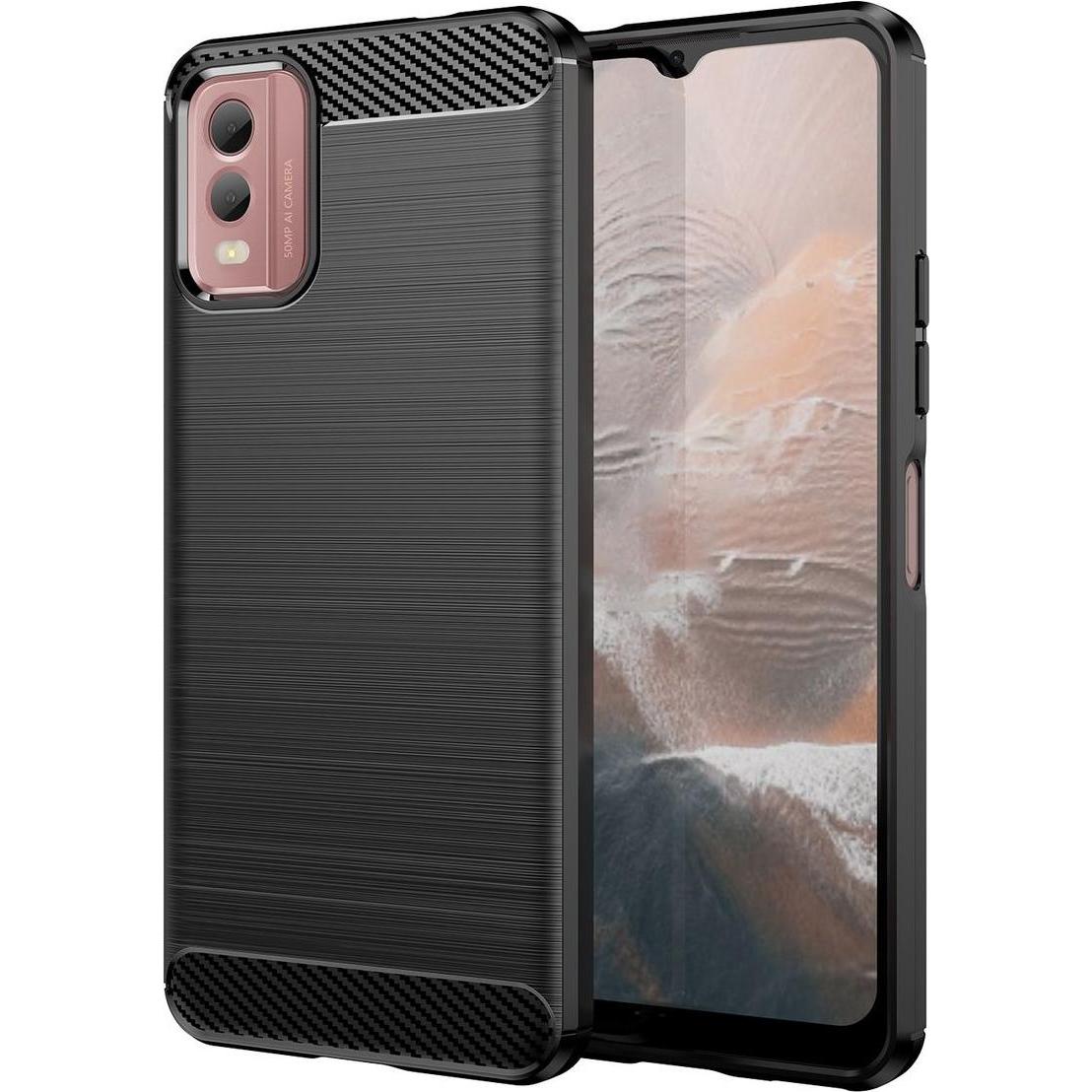 König Design Hülle Handy Schutz für Nokia C32 Case Cover Tasche Bumper Etuis Carbon Optik Neu (Nokia C32), Smartphone Hü...