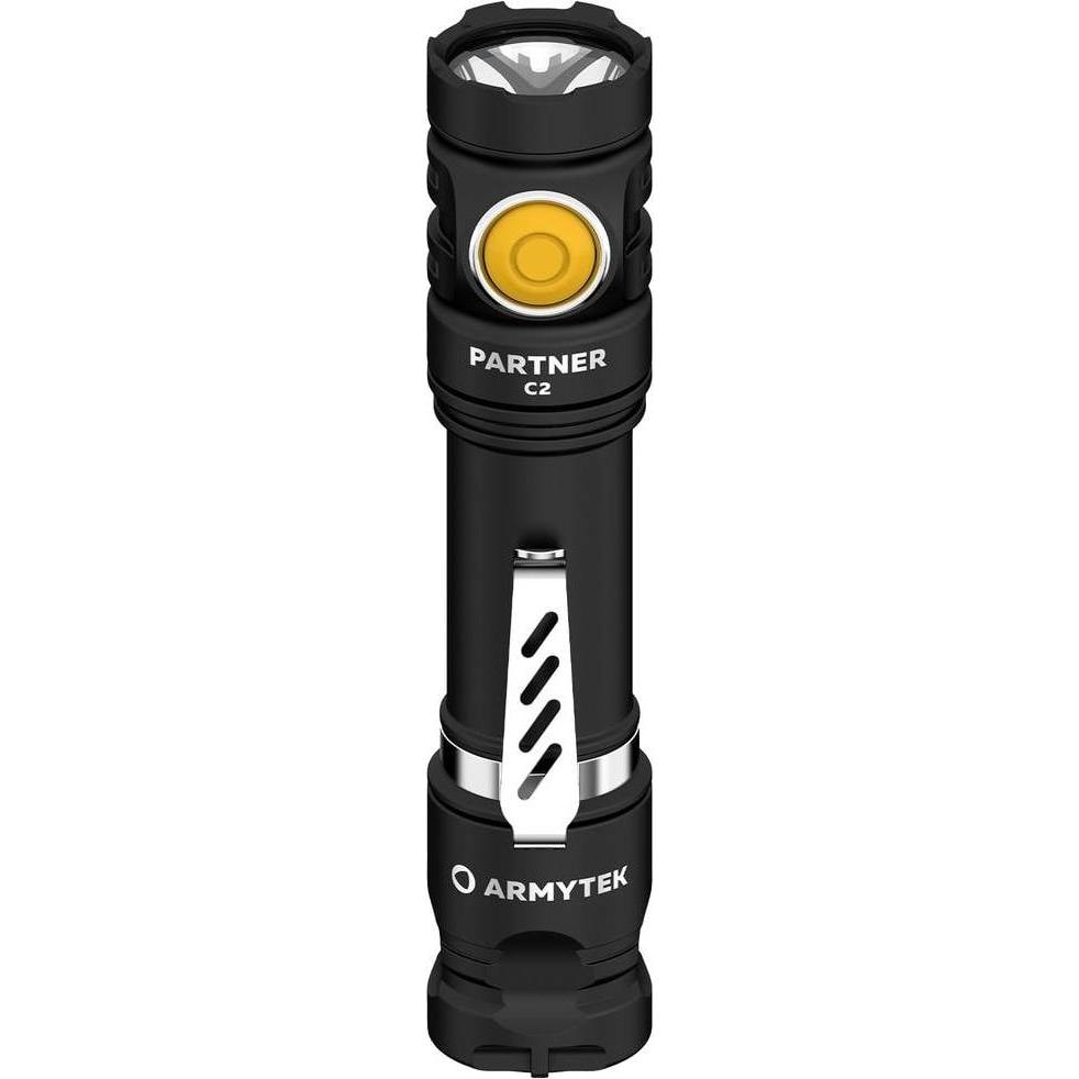ArmyTek, Taschenlampe, Partner C2 Magnet USB Warm LED Taschenlampe mit Gürtelclip, mit Holster akkubetrieben 1020l (12.3...
