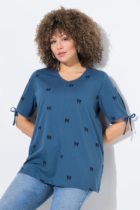 Produktbild Ulla Popken T-Shirt, Schleifen, A-Linie, V-Ausschnitt, Halbarm (46, 48)