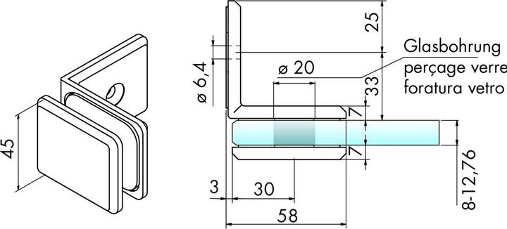 Image du produit Pauli+Sohn Pinces pour le verre zinc 58/45 mm (4 pcs)