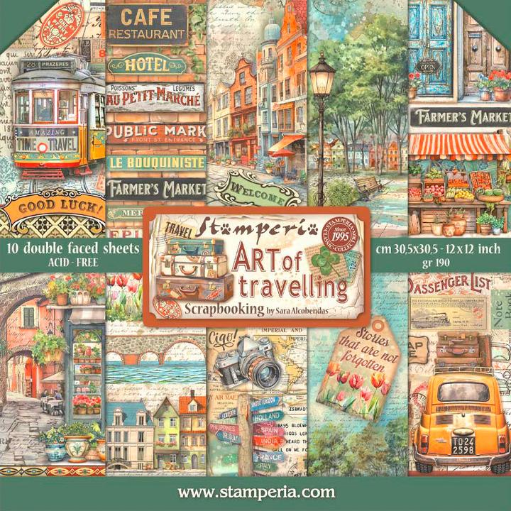 Image du produit Stamperia Bloc de scrapbooking "Art of Travelling" (Art du voyage) (190 g/m², 10 x)