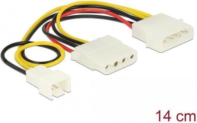 Produktbild Delock 4 Pin Stecker > Pin Buchse + Pin Stecker Lüfter (14.50 cm)