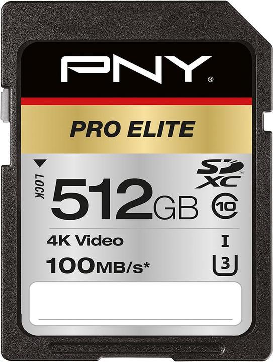 PNY Pro Elite (512 GB, SDXC, U3, UHS-I)