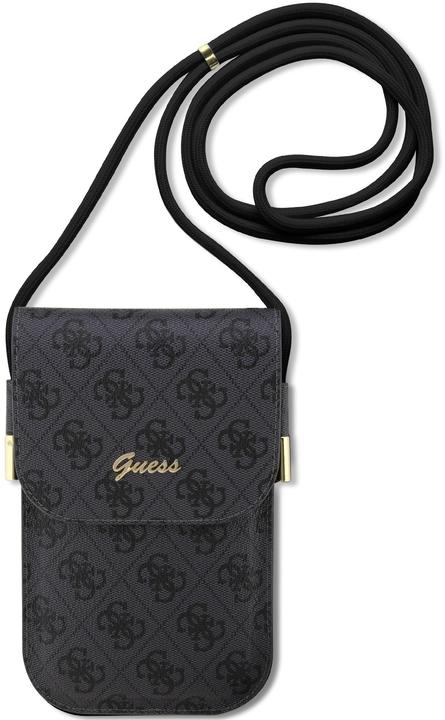 Guess PU 4G Metall-Logo-Schriftzug-Handytasche Schwarz