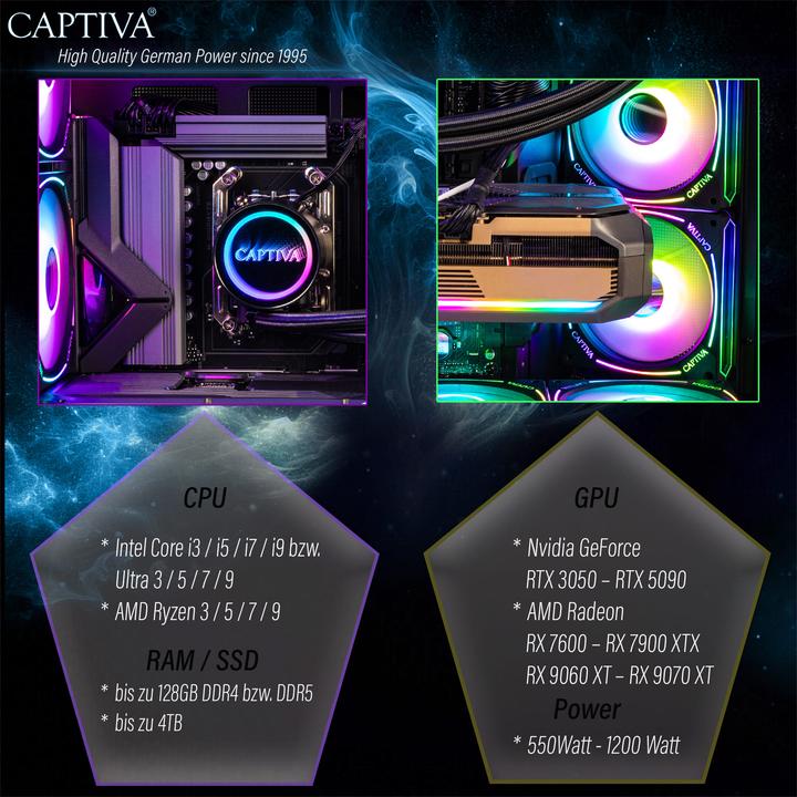 Actual product image Captiva Ultimate Gaming I89-210 Core i9 RTX 5090 (2000 GB, 64 GB, Intel Core i9-13900KF, GeForce RTX 5090)