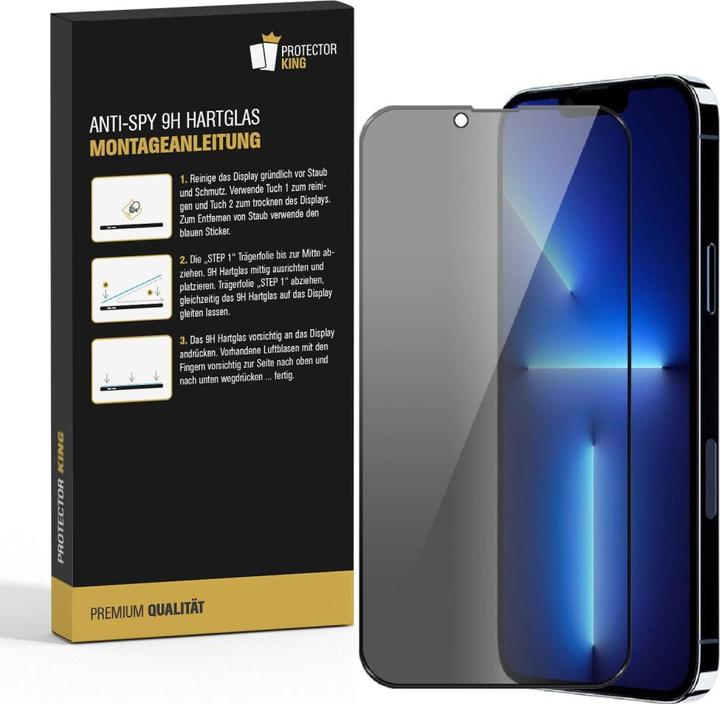 Produktbild Protectorking 2x Echtes Tempered 9H Panzerhartglas Blickschutz (6 Stück, Apple iPhone 13 Pro)