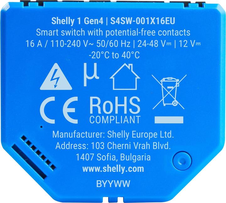 Image du produit Shelly 1 Gen4 (Actionneur de commutation)