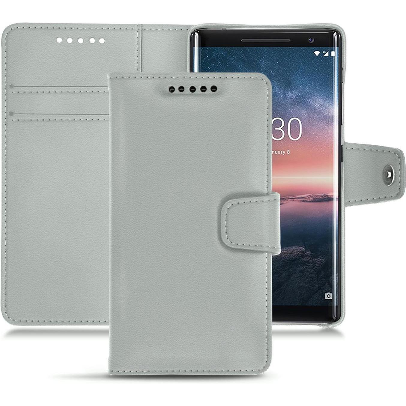 Noreve Lederschutzhülle Wallet (Nokia 8 Sirocco), Smartphone Hülle, Grau