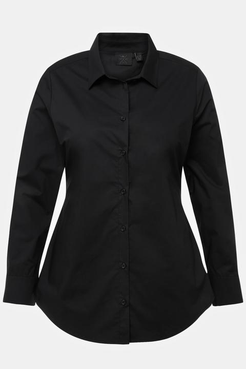 Actual product image Ulla Popken Open Back Button Front Long Sleeve Shirt (50, 52)
