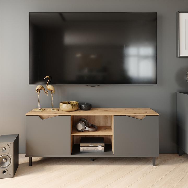 Image du produit Vichy Lowboard Marelle, Anthrazit/Artisan/Artisan, 150 x 60 cm mit 2 Türen