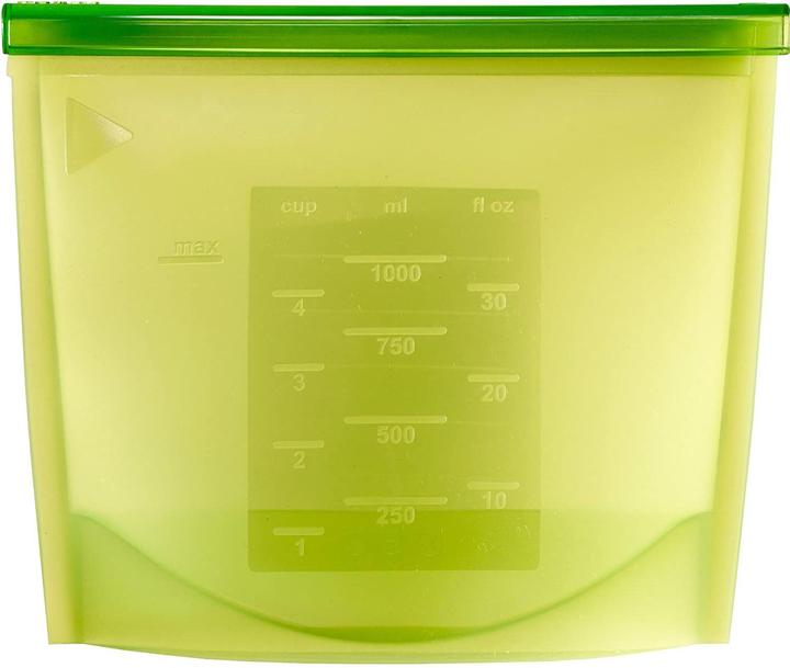 Produktbild JTI Wiederverwendbarer Silikon-Druckverschlussbeutel mit Massangaben - Grün (1 x)