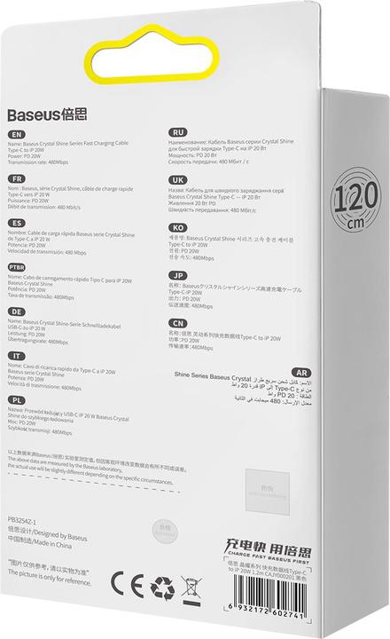 Image du produit Baseus Crystal Shine Series Fast Charging Data Cable Type-C to iP 20W 2m Black (2 m, USB 2.0, 20 W)