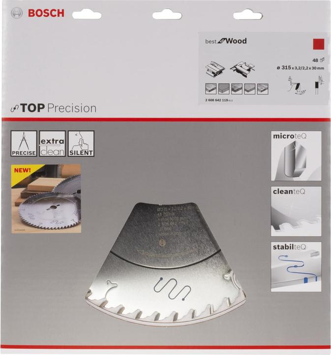 Immagine prodotto Bosch Professional Zubehör Lama circolare Top Precision Best for Wood, 315 x 30 x 3,2 mm, 48
