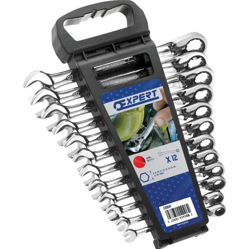 Expert by Facom, Chiave inglese, 12 RATCH WRENCH ON RACK 8-19MM