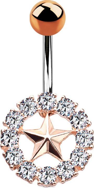Immagine prodotto Star Piercing Stella banana in oro rosa con cerchio in cristallo argento (Ottone, Acciaio chirurgico 316L)