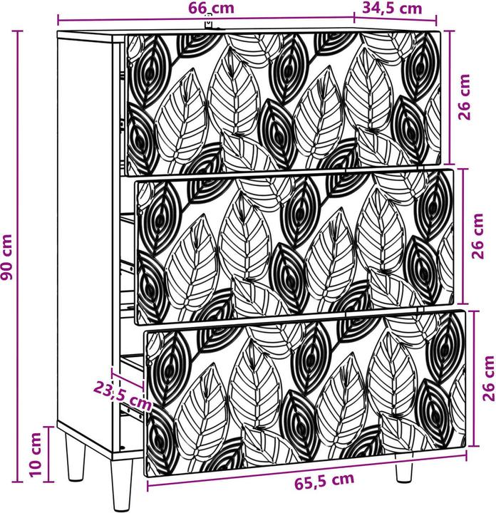 Produktbild vidaXL Schubladenschrank (66 x 34.50 x 90 cm)