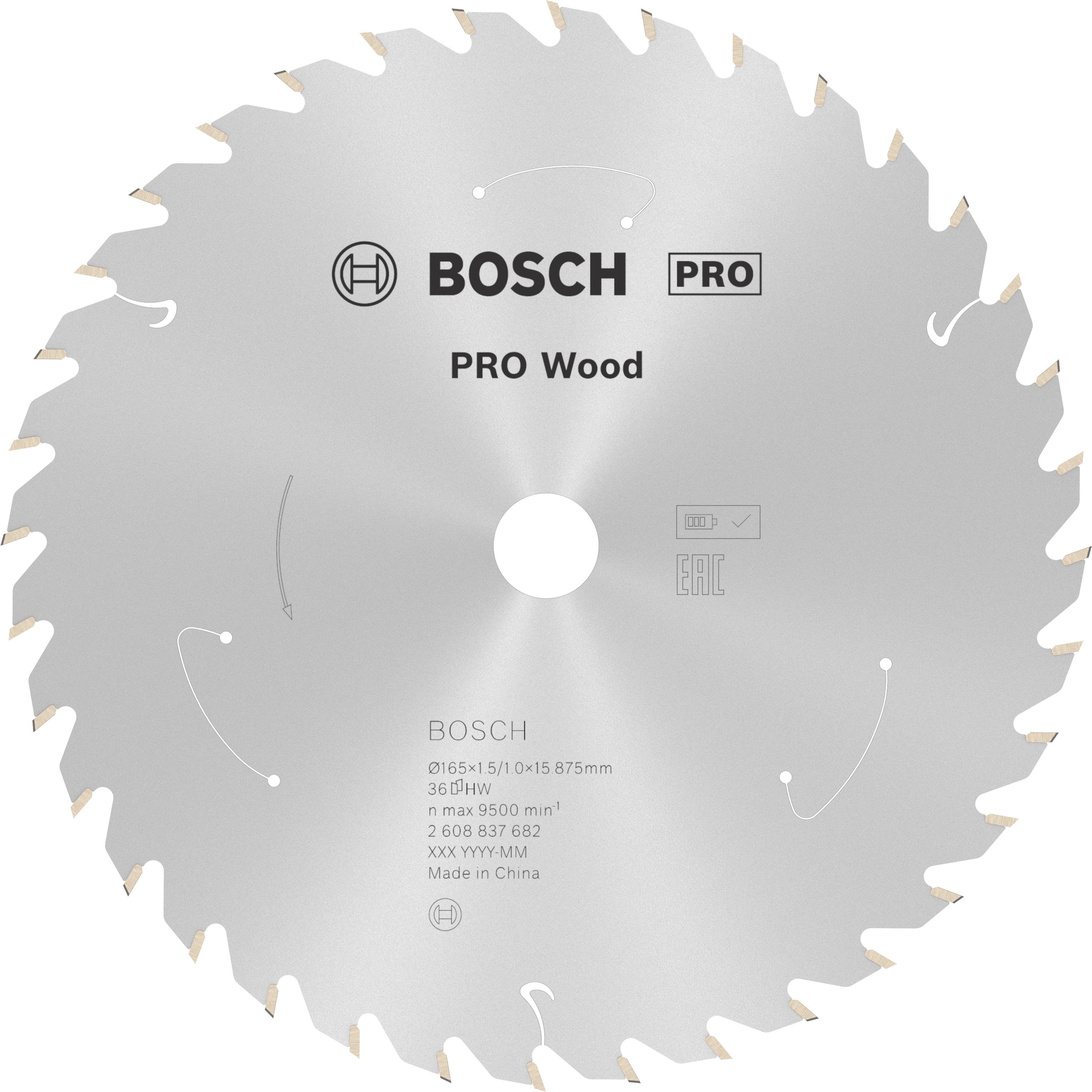Bosch Professional Zubehör, Sägeblatt, PRO Wood cordless Kreissägeblatt, 165 x 1,5 x 15.875 mm