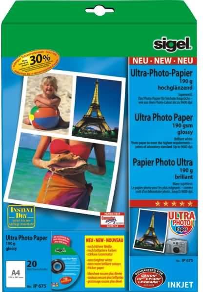 Produktbild Sigel Inkjet Ultra (190 g/m², A4, 20 Stk.)