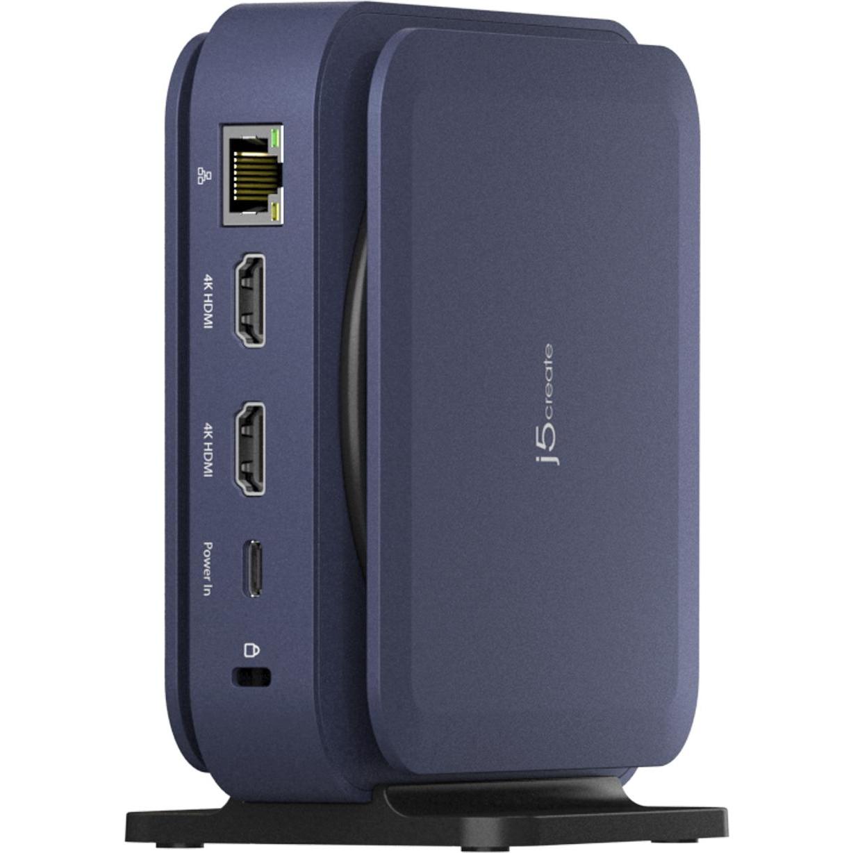 Thumbnail - j5Create JCD3196-N, Kabelgebunden, USB 3.2 Gen 2 (3.1 Gen 2) Type-C, 140 W, 1000 Mbit/s, Blau, Dark (2 Ports), Dockingst...