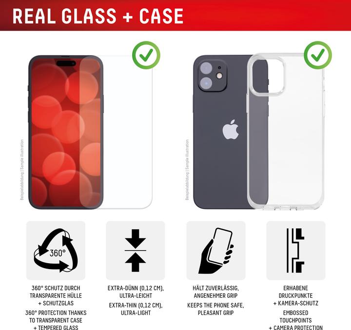 Immagine prodotto Displex Real Glass, 2D Panzerglas + Handyhülle (1 pz., Apple iPhone 16e)