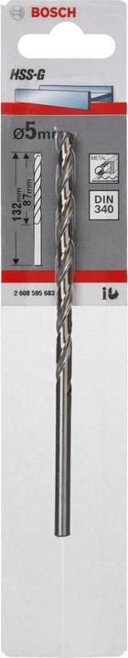 Produktbild Bosch Professional Zubehör Metallbohrer HSS-G, DIN 340, 5 x 87 x 132 mm, 1er-Pack (5 mm)