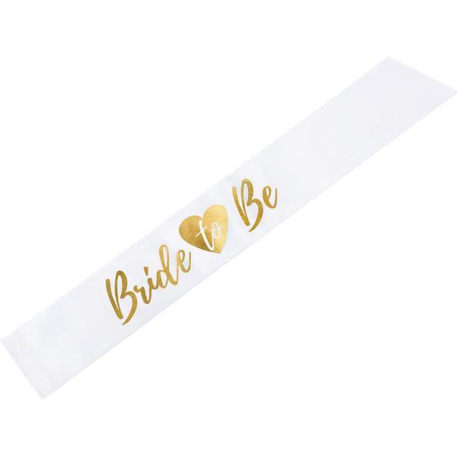 Partydeco Sash Bride to be, white, 75cm (1 pkt / 1 pc.)