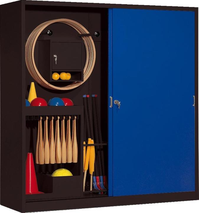 Actual product image C+P Sports equipment locker (HxWxD: 195x190x60 cm, with solid sheet metal sliding doors, type 5)