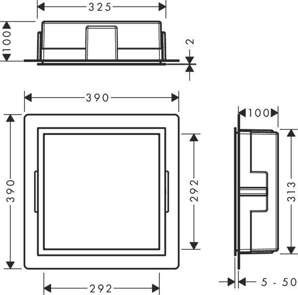 Produktbild hansgrohe HG Wandnische XtraStoris Individual ES geb 300x300x100mm Designrahmen ES geb