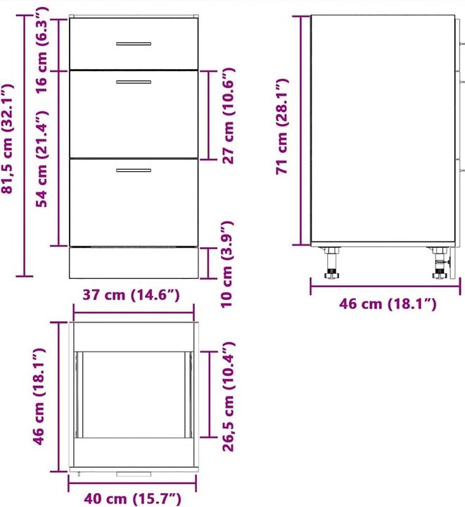Produktbild vidaXL Unterschrank (40 x 46 x 81.50 cm)
