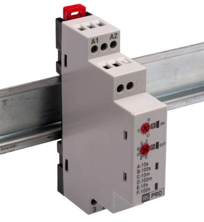 Actual product image RS PRO DIN Rail Mount Timer Relay, 12  240V ac, 3