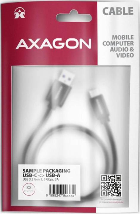Actual product image Axagon USB A — USB C (2 m, USB 3.2, USB 3.2 Gen 1)