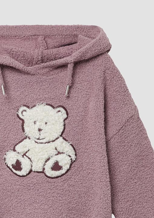 Produktbild s.Oliver Strickpullover Strickpullover aus Teddy-Plüsch mit Kapuze und Front-Applikation (98)