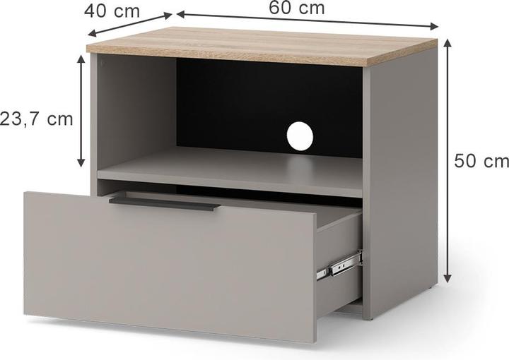 Actual product image Vicco Lowboard Wido, Greige/Sonoma, 60 x 50 cm mit Schublade